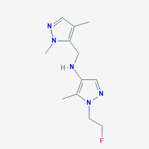 molecular formula C12H18FN5 B11733246 N-[(1,4-dimethyl-1H-pyrazol-5-yl)methyl]-1-(2-fluoroethyl)-5-methyl-1H-pyrazol-4-amine 