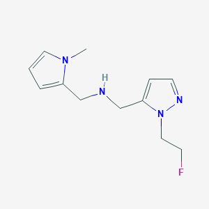 molecular formula C12H17FN4 B11733262 {[1-(2-fluoroethyl)-1H-pyrazol-5-yl]methyl}[(1-methyl-1H-pyrrol-2-yl)methyl]amine 