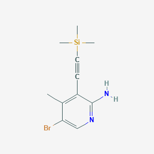 molecular formula C11H15BrN2Si B11733277 2-Amino-5-bromo-4-methyl-3-[(trimethylsilyl)ethynyl]pyridine 