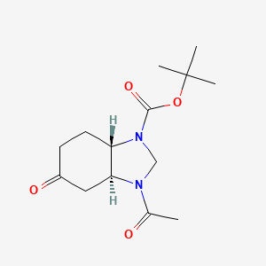 molecular formula C14H22N2O4 B11733312 tert-butyl (3aS,7aS)-3-acetyl-5-oxo-octahydro-1H-1,3-benzodiazole-1-carboxylate 