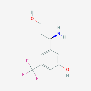 molecular formula C10H12F3NO2 B11733354 3-((1R)-1-amino-3-hydroxypropyl)-5-(trifluoromethyl)phenol 