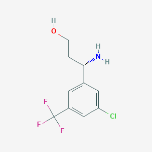 molecular formula C10H11ClF3NO B11733364 (3S)-3-amino-3-[3-chloro-5-(trifluoromethyl)phenyl]propan-1-ol 