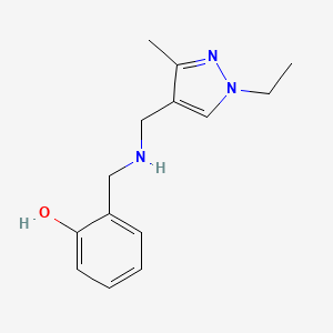 molecular formula C14H19N3O B11733371 2-({[(1-Ethyl-3-methyl-1H-pyrazol-4-YL)methyl]amino}methyl)phenol 