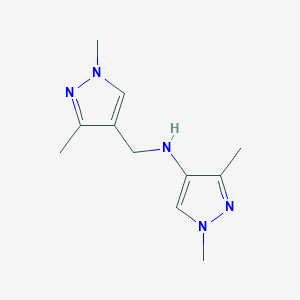 molecular formula C11H17N5 B11733380 N-[(1,3-Dimethyl-1H-pyrazol-4-YL)methyl]-1,3-dimethyl-1H-pyrazol-4-amine 