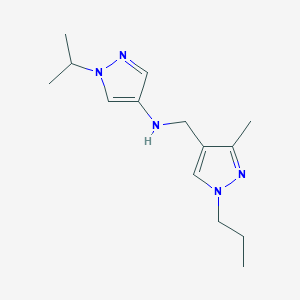 molecular formula C14H23N5 B11733400 N-[(3-methyl-1-propyl-1H-pyrazol-4-yl)methyl]-1-(propan-2-yl)-1H-pyrazol-4-amine 