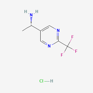 molecular formula C7H9ClF3N3 B11733423 (S)-1-(2-(Trifluoromethyl)pyrimidin-5-YL)ethan-1-amine hcl 