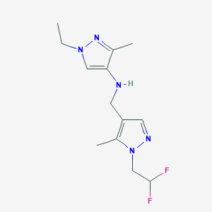 molecular formula C13H19F2N5 B11733454 N-{[1-(2,2-difluoroethyl)-5-methyl-1H-pyrazol-4-yl]methyl}-1-ethyl-3-methyl-1H-pyrazol-4-amine 