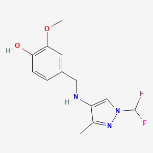 molecular formula C13H15F2N3O2 B11733478 4-({[1-(difluoromethyl)-3-methyl-1H-pyrazol-4-yl]amino}methyl)-2-methoxyphenol CAS No. 1856019-46-9