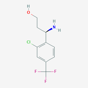 molecular formula C10H11ClF3NO B11733493 (3R)-3-amino-3-[2-chloro-4-(trifluoromethyl)phenyl]propan-1-ol 