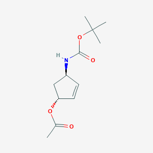 (1R,4R)-4-{[(tert-butoxy)carbonyl]amino}cyclopent-2-en-1-yl acetate