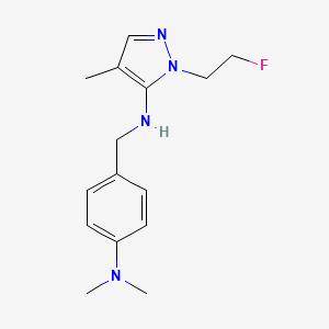 molecular formula C15H21FN4 B11733521 N-{[4-(dimethylamino)phenyl]methyl}-1-(2-fluoroethyl)-4-methyl-1H-pyrazol-5-amine 