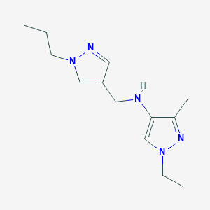 molecular formula C13H21N5 B11733574 1-ethyl-3-methyl-N-[(1-propyl-1H-pyrazol-4-yl)methyl]-1H-pyrazol-4-amine 