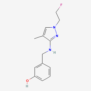 molecular formula C13H16FN3O B11733615 3-({[1-(2-fluoroethyl)-4-methyl-1H-pyrazol-3-yl]amino}methyl)phenol 