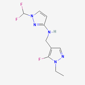 molecular formula C10H12F3N5 B11733619 1-(difluoromethyl)-N-[(1-ethyl-5-fluoro-1H-pyrazol-4-yl)methyl]-1H-pyrazol-3-amine 