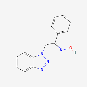 molecular formula C14H12N4O B11733639 (NE)-N-[2-(benzotriazol-1-yl)-1-phenylethylidene]hydroxylamine 