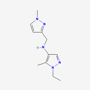 molecular formula C11H17N5 B11733674 1-ethyl-5-methyl-N-[(1-methyl-1H-pyrazol-3-yl)methyl]-1H-pyrazol-4-amine 