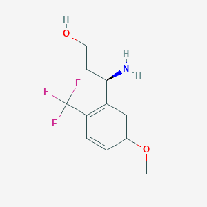 molecular formula C11H14F3NO2 B11733676 (3R)-3-amino-3-[5-methoxy-2-(trifluoromethyl)phenyl]propan-1-ol 