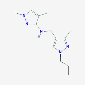 molecular formula C13H21N5 B11733693 1,4-dimethyl-N-[(3-methyl-1-propyl-1H-pyrazol-4-yl)methyl]-1H-pyrazol-3-amine 