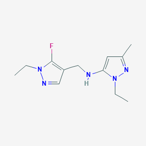 molecular formula C12H18FN5 B11733734 1-ethyl-N-[(1-ethyl-5-fluoro-1H-pyrazol-4-yl)methyl]-3-methyl-1H-pyrazol-5-amine 