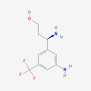 molecular formula C10H13F3N2O B11733776 (3R)-3-amino-3-[3-amino-5-(trifluoromethyl)phenyl]propan-1-ol 