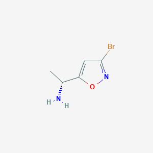 molecular formula C5H7BrN2O B11733803 (1R)-1-(3-bromo-1,2-oxazol-5-yl)ethan-1-amine 