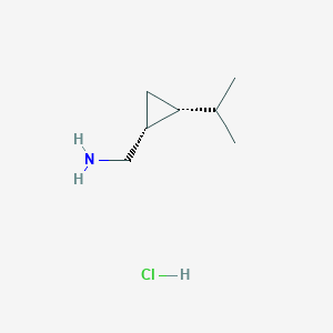 molecular formula C7H16ClN B11733808 1-[(1R,2R)-2-(propan-2-yl)cyclopropyl]methanamine hydrochloride 