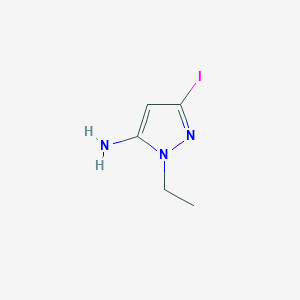 molecular formula C5H8IN3 B11733838 1-ethyl-3-iodo-1H-pyrazol-5-amine 