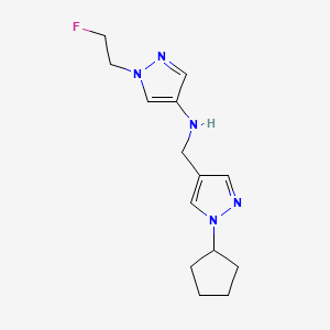 molecular formula C14H20FN5 B11733841 N-[(1-cyclopentyl-1H-pyrazol-4-yl)methyl]-1-(2-fluoroethyl)-1H-pyrazol-4-amine 