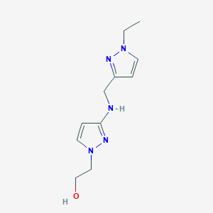 molecular formula C11H17N5O B11733852 2-(3-{[(1-ethyl-1H-pyrazol-3-yl)methyl]amino}-1H-pyrazol-1-yl)ethan-1-ol 