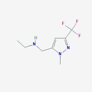 molecular formula C8H12F3N3 B11733865 N-{[1-methyl-3-(trifluoromethyl)-1H-pyrazol-5-yl]methyl}ethanamine 