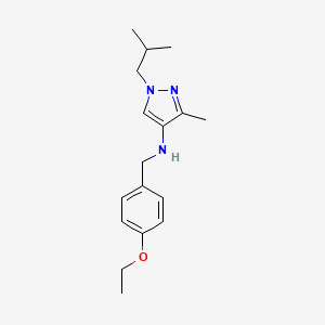 molecular formula C17H25N3O B11733886 N-[(4-ethoxyphenyl)methyl]-3-methyl-1-(2-methylpropyl)-1H-pyrazol-4-amine 