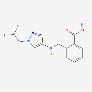 molecular formula C13H13F2N3O2 B11733906 2-({[1-(2,2-difluoroethyl)-1H-pyrazol-4-yl]amino}methyl)benzoic acid 