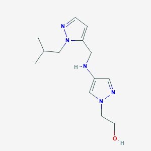 molecular formula C13H21N5O B11733930 2-[4-({[1-(2-methylpropyl)-1H-pyrazol-5-yl]methyl}amino)-1H-pyrazol-1-yl]ethan-1-ol 