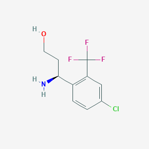 molecular formula C10H11ClF3NO B11733984 (3S)-3-amino-3-[4-chloro-2-(trifluoromethyl)phenyl]propan-1-ol 