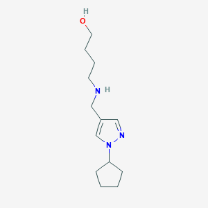 molecular formula C13H23N3O B11734083 4-{[(1-cyclopentyl-1H-pyrazol-4-yl)methyl]amino}butan-1-ol 