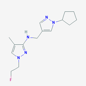 molecular formula C15H22FN5 B11734171 N-[(1-cyclopentyl-1H-pyrazol-4-yl)methyl]-1-(2-fluoroethyl)-4-methyl-1H-pyrazol-3-amine 