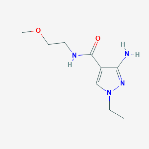 molecular formula C9H16N4O2 B11734179 3-Amino-1-ethyl-N-(2-methoxyethyl)-1H-pyrazole-4-carboxamide 