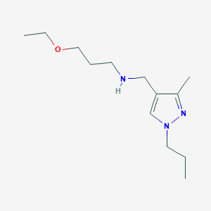 molecular formula C13H25N3O B11734211 (3-ethoxypropyl)[(3-methyl-1-propyl-1H-pyrazol-4-yl)methyl]amine 