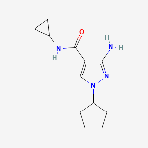 molecular formula C12H18N4O B11734212 3-Amino-1-cyclopentyl-N-cyclopropyl-1H-pyrazole-4-carboxamide 