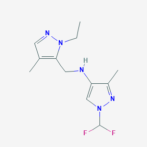 molecular formula C12H17F2N5 B11734218 1-(difluoromethyl)-N-[(1-ethyl-4-methyl-1H-pyrazol-5-yl)methyl]-3-methyl-1H-pyrazol-4-amine 