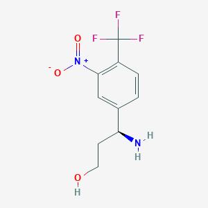 molecular formula C10H11F3N2O3 B11734242 (3S)-3-amino-3-[3-nitro-4-(trifluoromethyl)phenyl]propan-1-ol 