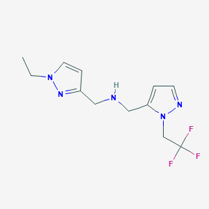 molecular formula C12H16F3N5 B11734248 [(1-ethyl-1H-pyrazol-3-yl)methyl]({[1-(2,2,2-trifluoroethyl)-1H-pyrazol-5-yl]methyl})amine 