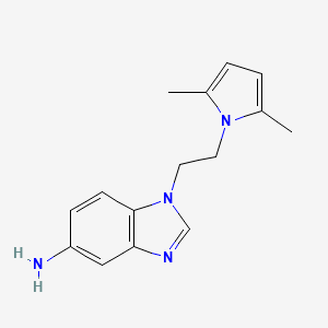 molecular formula C15H18N4 B11734274 1-(2-(2,5-dimethyl-1H-pyrrol-1-yl)ethyl)-1H-benzo[d]imidazol-5-amine 