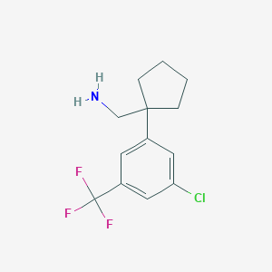 molecular formula C13H15ClF3N B11734283 1-[3-Chloro-5-(trifluoromethyl)phenyl]cyclopentanemethanamine 