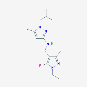 molecular formula C15H24FN5 B11734320 N-[(1-ethyl-5-fluoro-3-methyl-1H-pyrazol-4-yl)methyl]-5-methyl-1-(2-methylpropyl)-1H-pyrazol-3-amine 