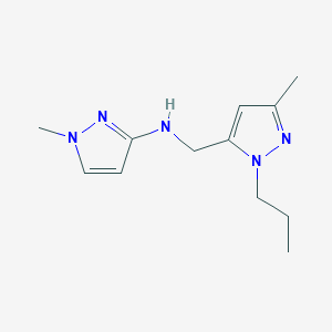 molecular formula C12H19N5 B11734325 1-methyl-N-[(3-methyl-1-propyl-1H-pyrazol-5-yl)methyl]-1H-pyrazol-3-amine 