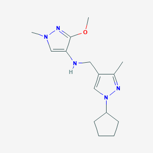 molecular formula C15H23N5O B11734377 N-[(1-cyclopentyl-3-methyl-1H-pyrazol-4-yl)methyl]-3-methoxy-1-methyl-1H-pyrazol-4-amine CAS No. 1856095-85-6