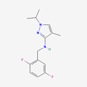 molecular formula C14H17F2N3 B11734421 N-[(2,5-difluorophenyl)methyl]-4-methyl-1-(propan-2-yl)-1H-pyrazol-3-amine 