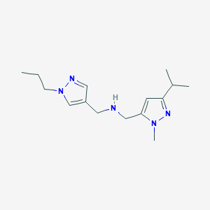 molecular formula C15H25N5 B11734440 {[1-methyl-3-(propan-2-yl)-1H-pyrazol-5-yl]methyl}[(1-propyl-1H-pyrazol-4-yl)methyl]amine 