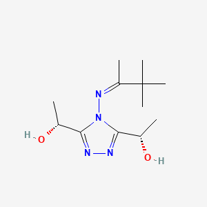 molecular formula C12H22N4O2 B11734447 (1S)-1-{4-[(E)-(3,3-Dimethylbutan-2-ylidene)amino]-5-[(1R)-1-hydroxyethyl]-4H-1,2,4-triazol-3-yl}ethan-1-ol 